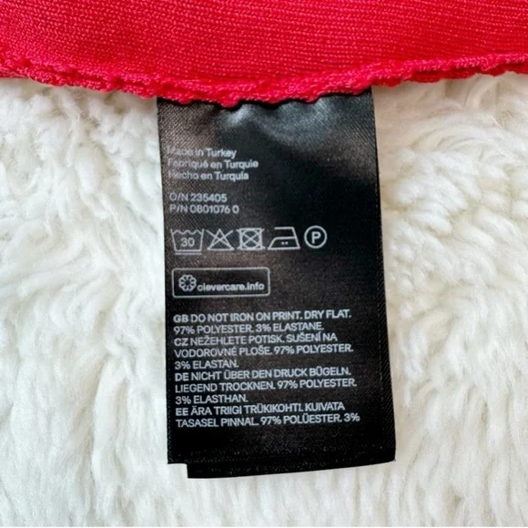 H&M Women Red Ribbed Cross Back Crop Top LARGE Preppy Bodycon Contemporary - Picture 8 of 8